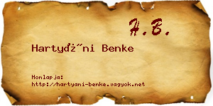 Hartyáni Benke névjegykártya